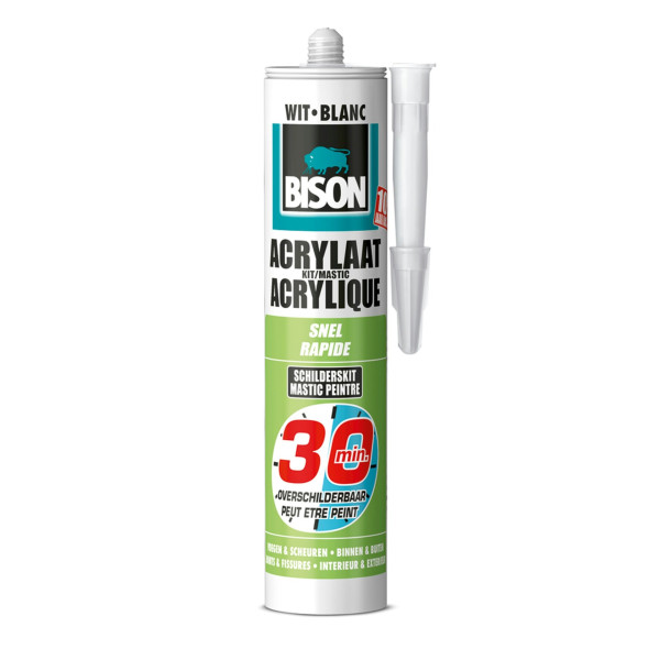Bison mastic acrylique 30 minutes tube de 300 ml blanc